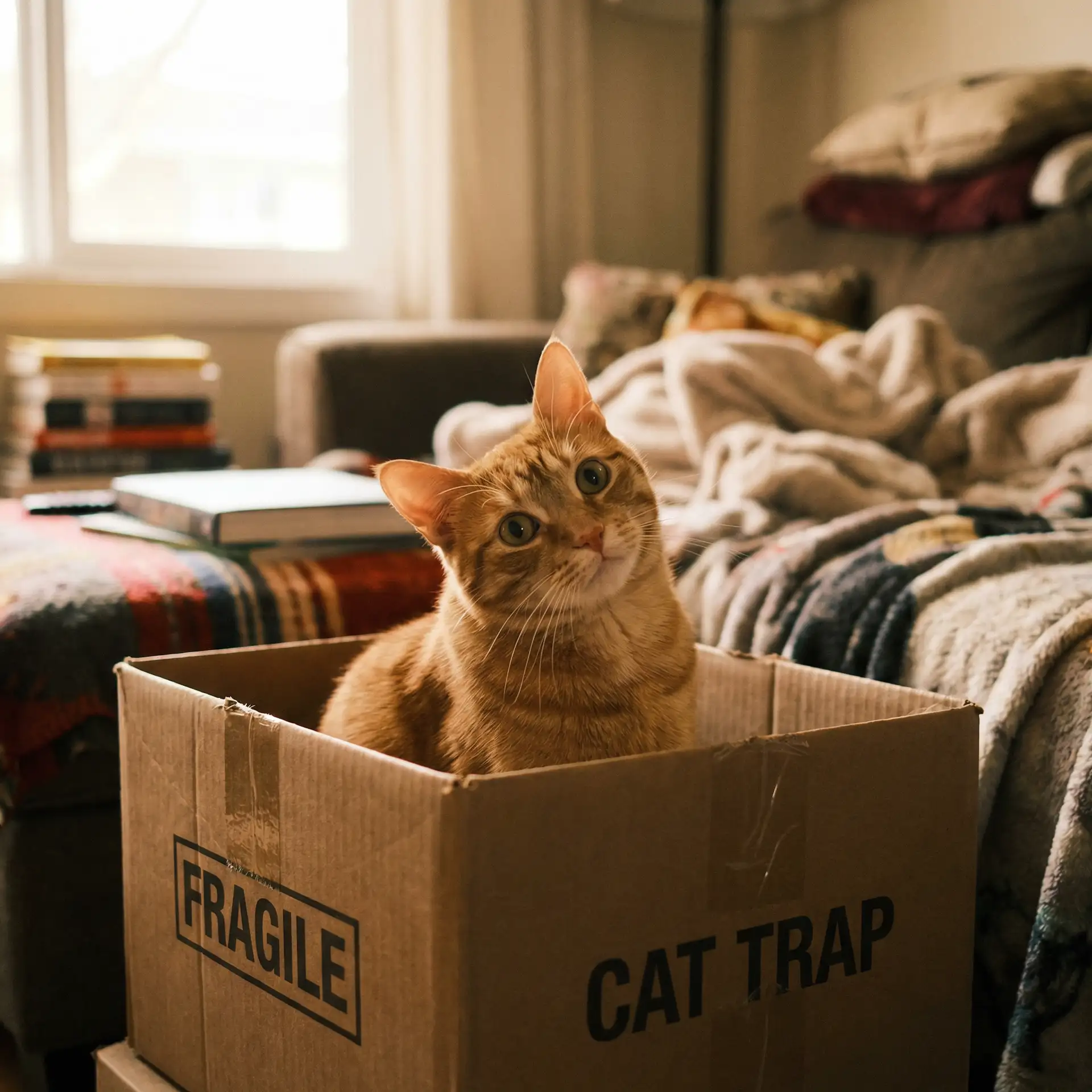 橘猫躲在纸箱里 - 手机驾考宝典